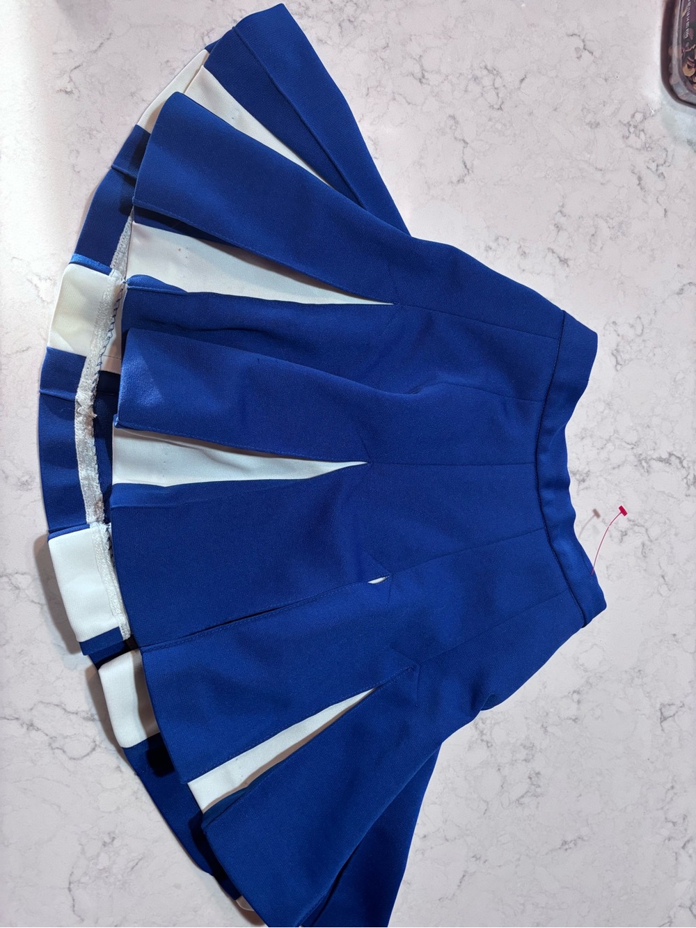Vintage authentic cheerleader Royal Blue Circle Skirt with White Inset Panels